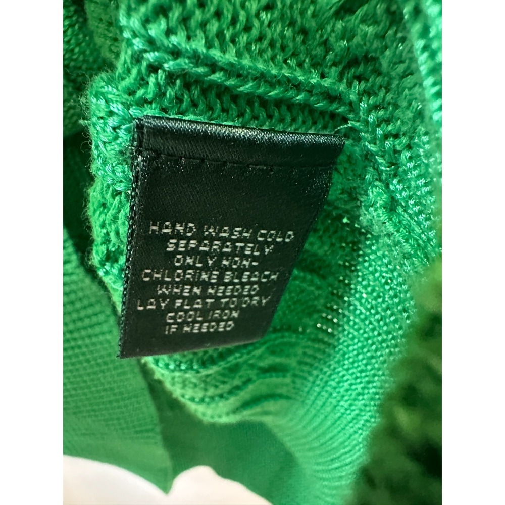Lauren Ralph Lauren Cable Knit Wide Neck Cotton Blend Sweater XL Holiday Green - Picture 7 of 9